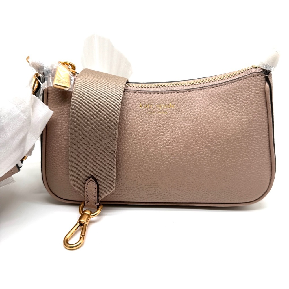 Kate Spade Double Up Crossbody Bag Kraft Paper Pebbled Leather - Picture 7 of 8